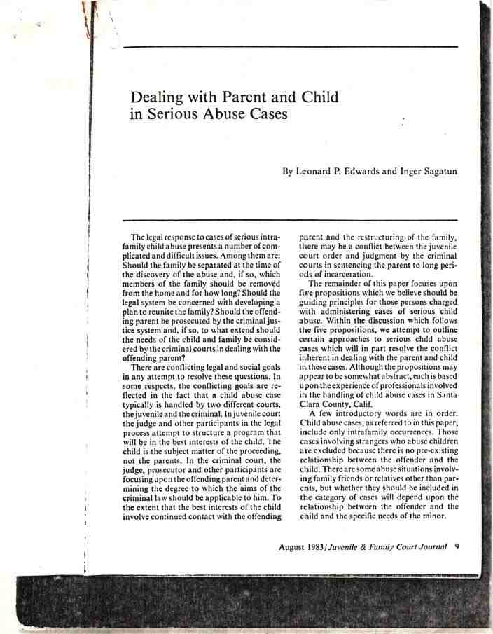 Dealing with Parent and Child in Serious Abuse Cases